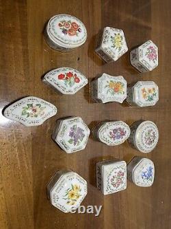 DAR 1981 Limoges Trinket Box Flowers of Colonial America. Complete Set Of 13