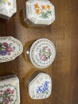 DAR 1981 Limoges Trinket Box Flowers of Colonial America. Complete Set Of 13