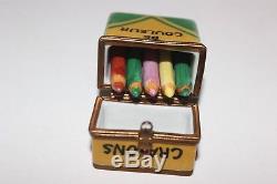 DATED Limoges Rochard Crayons De Couleur Trinket Box 1996 Signed with Crayons