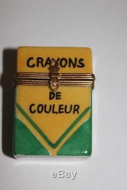 DATED Limoges Rochard Crayons De Couleur Trinket Box 1996 Signed with Crayons