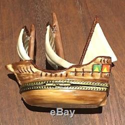 Decor Ceram Ship Boat Pirate Trinket Box from Limoges France