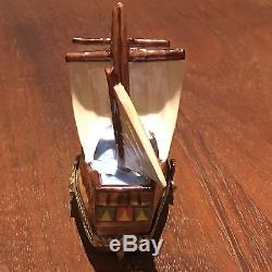 Decor Ceram Ship Boat Pirate Trinket Box from Limoges France