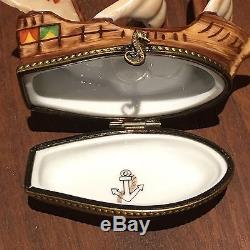 Decor Ceram Ship Boat Pirate Trinket Box from Limoges France