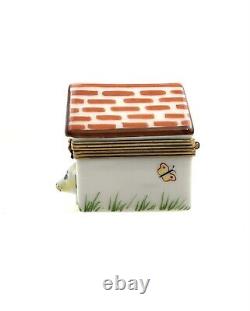Dog Puppy in Dog House Trinket Box By Limoges France Cute Collectible Gift