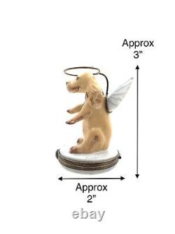 Dog Spaniel with Wings & Halo Trinket Box By Limoges France Collectiable Gift
