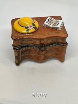 Dresser with hat and book trinket box Limoges Peint main, France M. B