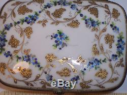 Early Limoges Porcelain Le Tallec Trinket Box For Bonwit Teller Gold Grapes