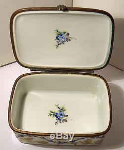 Early Limoges Porcelain Le Tallec Trinket Box For Bonwit Teller Gold Grapes