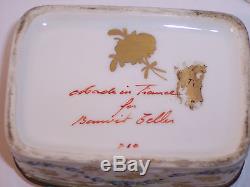 Early Limoges Porcelain Le Tallec Trinket Box For Bonwit Teller Gold Grapes