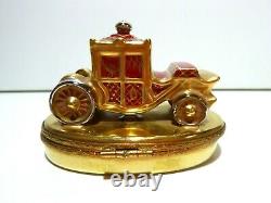 EXCELLENT Faberge Red ROYAL COACH Peint Main Limoges Trinket Box Made France
