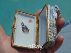 Early Rare Porcelain Man Woman Couple In Bed Hinged Trinket Box Limoges France