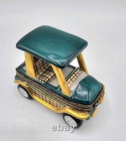 Elda Creations Antique Vint Golf Cart Trinket Box Limoges France Peint Main RMC