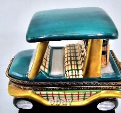 Elda Creations Antique Vint Golf Cart Trinket Box Limoges France Peint Main RMC