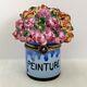 Elda Creations Limoges Peinture Trinket Box Paint Can With Flowers Hand Painted