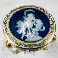 Enamel Musical Cherubs Three Footed Gold Limoges Trinket Box Urn