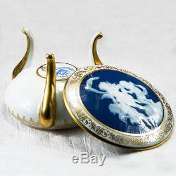 Enamel Musical Cherubs Three Footed Gold Limoges Trinket Box Urn