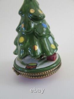 Eximous Peint Main Limoges France Christmas Tree 4 Trinket Box