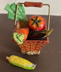 Exinious Limoges Porcelain Trinket Box Peint Main Vegetables In Basket