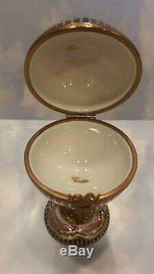 Exquisite Limoges France Hand Painted Roses Cherubs Hot Air Balloon Trinket Box