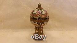 Exquisite Limoges France Hand Painted Roses Cherubs Hot Air Balloon Trinket Box