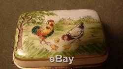 Exquisite Vintage Hand-painted Signed/numbered Chicken Egg Box Limoges Porcelain