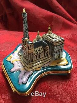FLAWLESS Stunning LIMOGES Peint Main Trinket Box FRANCE DECO PARIS NOTRE DAME