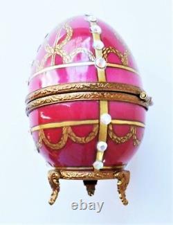 Faberge Egg Perfume Chest New Genuine Limoges Peint Main Porcelain Box Rare $495
