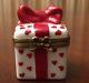 Fabulous Limoges Gift Box With Red Hearts & Red Bow