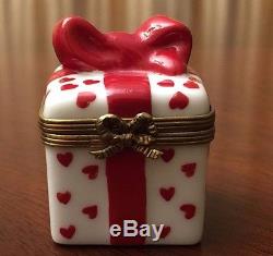 Fabulous Limoges Gift Box with Red Hearts & Red Bow