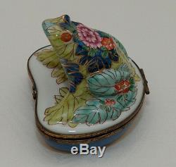 Floral Water Lily Frog Limoges Box Hand Painted Colors Trinket Boxes