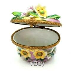 Flowered Oval Limoges Box RETIRED