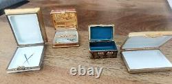 Four Small Trinket Boxes. 3 by Limoges Porcelain and 1 Brass Cloisonne Example