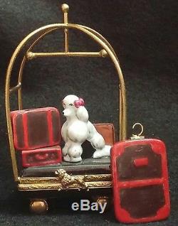 France Limoges Box Bellman Cart With Dog New