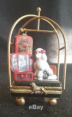 France Limoges Box Bellman Cart With Dog New