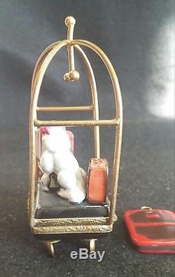 France Limoges Box Bellman Cart With Dog New