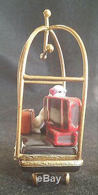 France Limoges Box Bellman Cart With Dog New