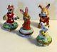 France Limoges Hand Painted Group Of 4 Red Rabbit Bunnies Trinket Box Boxes # 2