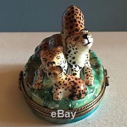 French Accents Limited Edition Three Leopards Trinket Box from Limoges France