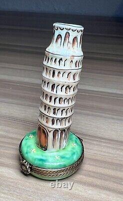 French Accents Limoges France Porcelain Trinket Box Leaning Tower of Pisa