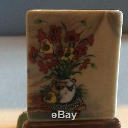 French Accents Porcelain Hand Painted Flower Painting on Easel Box New in Box