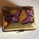 French Accents Purple Butterflies On Gold Trinket Box Limoges France