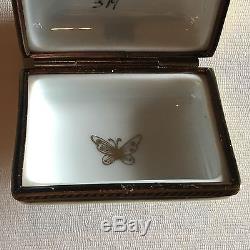 French Accents Purple Butterflies On Gold Trinket Box Limoges France