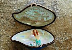 French Home Limoges Porcelain Trinket Pill Box Limited Edition Mermaid In Shell