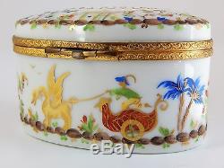 French Le Tallec Atelier, Rare Cirque Chinois Pattern Hinged Box, 1960 sgnd JN