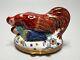 French Limoges Chantilly Hand-painted Porcelain Trinket Jewelry Box Rooster Hen