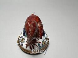 French Limoges Chantilly Hand-Painted Porcelain Trinket Jewelry Box Rooster Hen