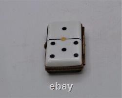 French Limoges Dice Shape Trinket Box. Hand Painted & Crafted with Details