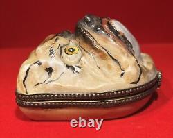 French Limoges Figural Bulldog Trinket Box