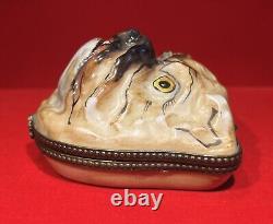 French Limoges Figural Bulldog Trinket Box