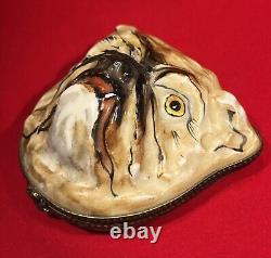 French Limoges Figural Bulldog Trinket Box